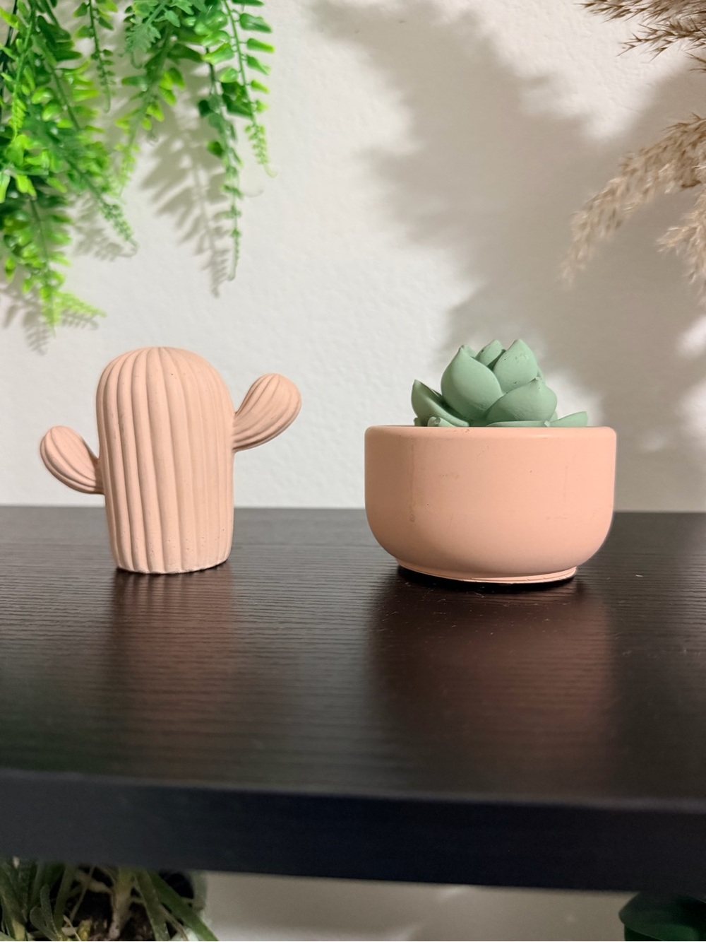 Minimalist Pink Ceramic Cactus & Pot Home Art Set